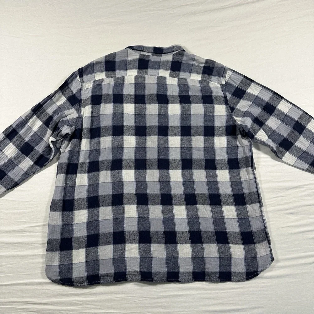 LEVI'S THE WORKER RELAXED FIT MENS XXL Blue‎ White Plaid FLANNEL LONG SLEEVE NWT